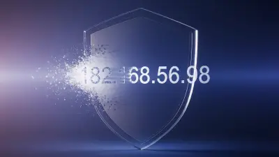 Digital shield obscuring an IP address to represent masking your IP.